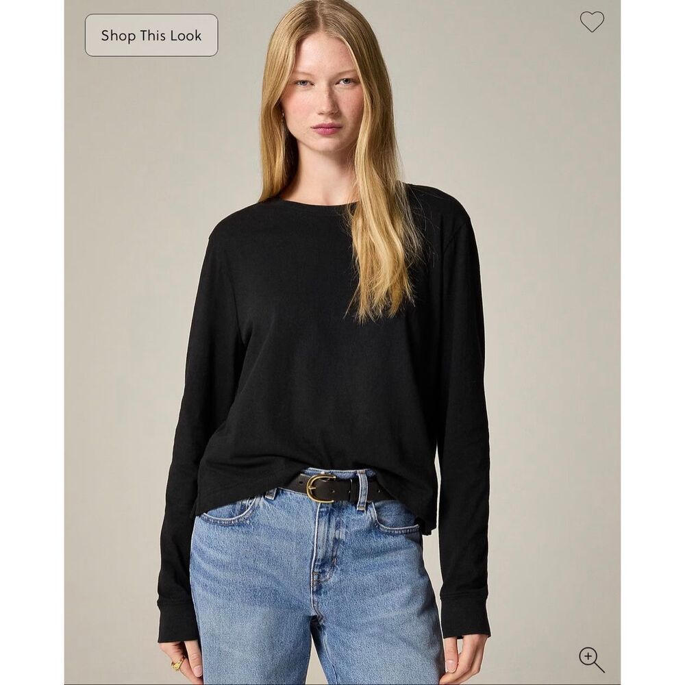J. Crew Vintage jersey long-sleeve T-shirt  in Black NWT Size XXS